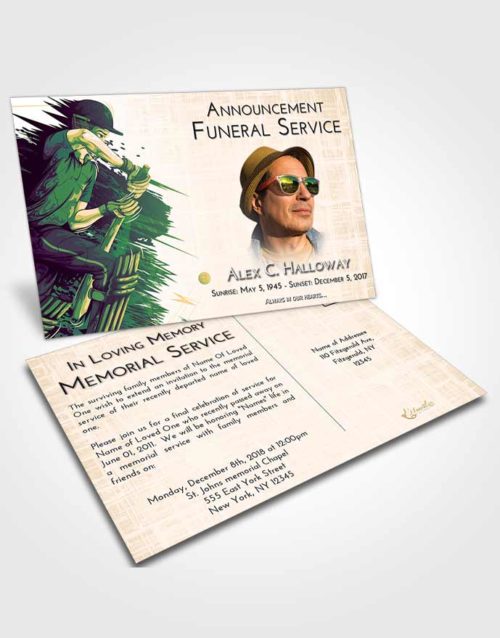 Funeral Announcement Card Template Emerald Serenity Cricket Surprise