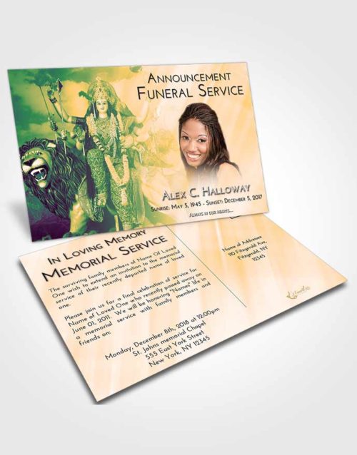 Funeral Announcement Card Template Emerald Serenity Durga Tranquility