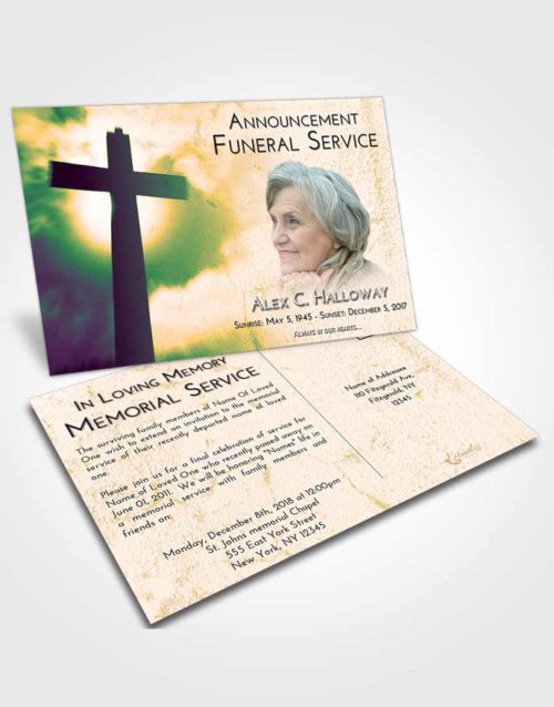 Funeral Announcement Card Template Emerald Serenity Faith in the Cross