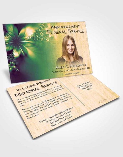 Funeral Announcement Card Template Emerald Serenity Floral Lust