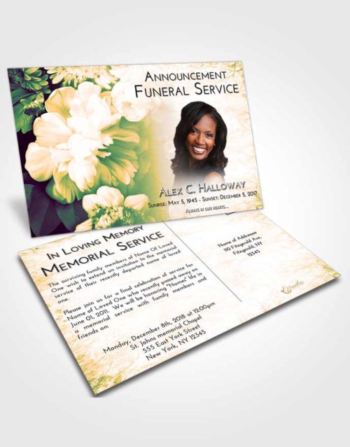 Funeral Announcement Card Template Emerald Serenity Floral Mist