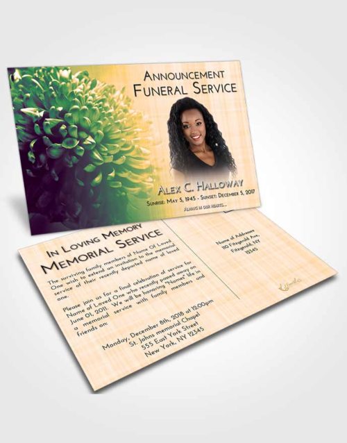 Funeral Announcement Card Template Emerald Serenity Floral Morning