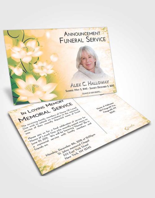 Funeral Announcement Card Template Emerald Serenity Floral Peace