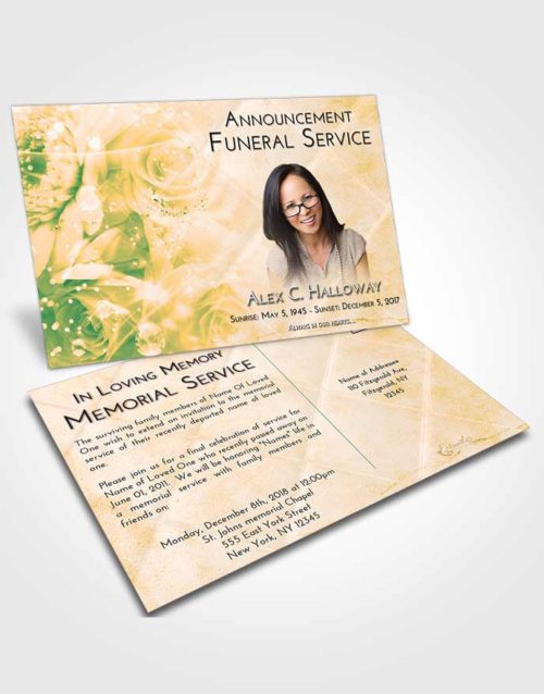 Funeral Announcement Card Template Emerald Serenity Floral Relaxation