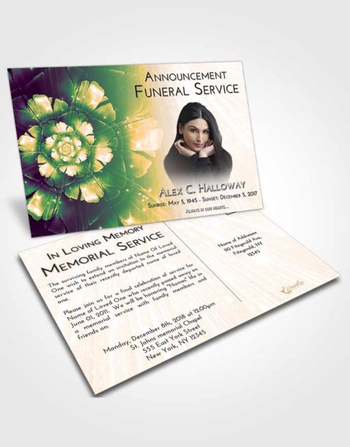 Funeral Announcement Card Template Emerald Serenity Floral Secret