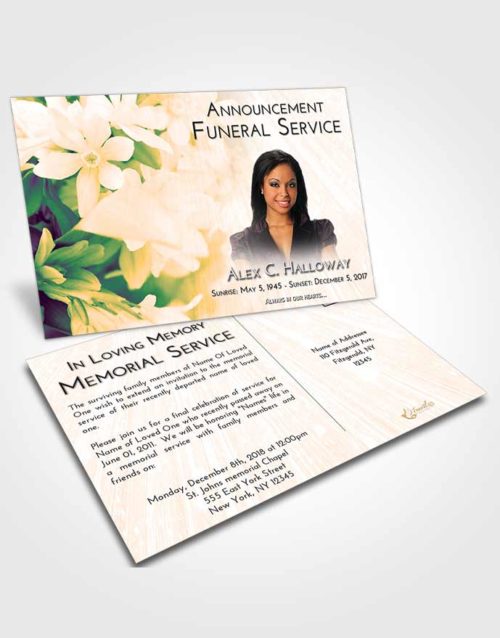 Funeral Announcement Card Template Emerald Serenity Floral Serenity