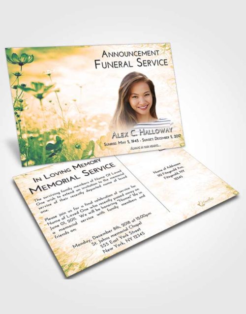 Funeral Announcement Card Template Emerald Serenity Floral Whispers