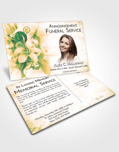 Funeral Announcement Card Template Emerald Serenity Floral Wish
