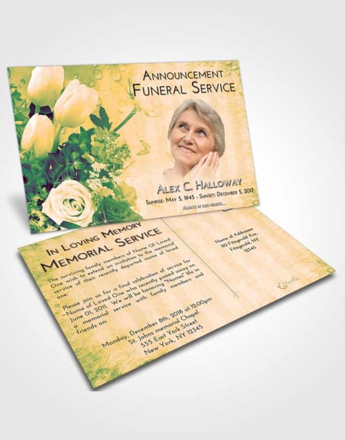 Funeral Announcement Card Template Emerald Serenity Floral Wonderland