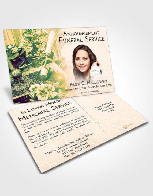 Funeral Announcement Card Template Emerald Serenity Gardening Memories