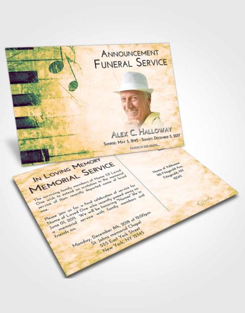 Funeral Announcement Card Template Emerald Serenity Harmonica