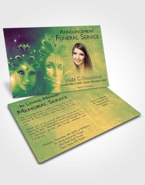 Funeral Announcement Card Template Emerald Serenity Hindu Desire