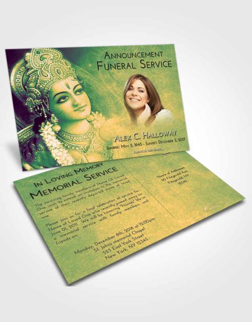 Funeral Announcement Card Template Emerald Serenity Hindu Majesty
