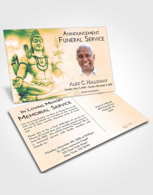 Funeral Announcement Card Template Emerald Serenity Hindu Mystery