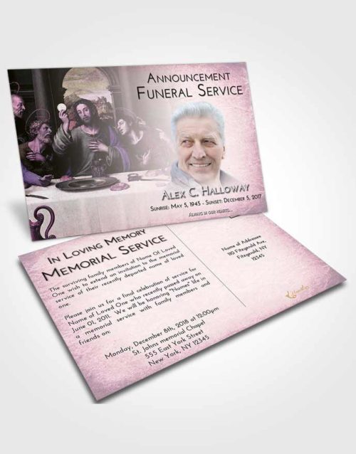 Funeral Announcement Card Template Emerald Serenity Jesus Last Supper