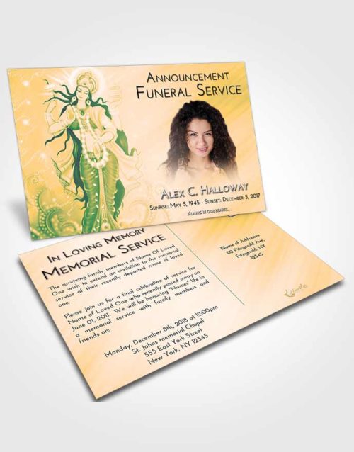 Funeral Announcement Card Template Emerald Serenity Lakshmi Divinity