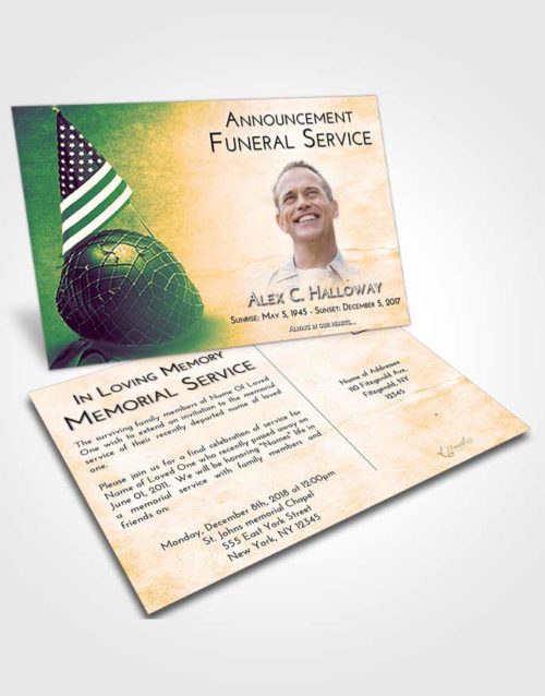 Funeral Announcement Card Template Emerald Serenity Loving Veteran