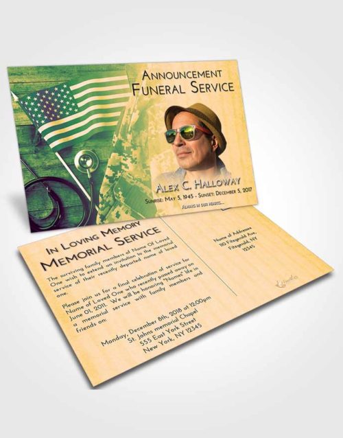 Funeral Announcement Card Template Emerald Serenity Military Medical