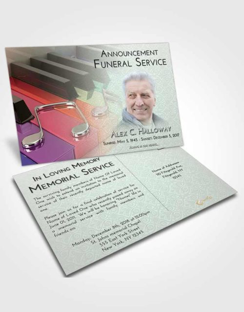 Funeral Announcement Card Template Emerald Serenity Piano Keys