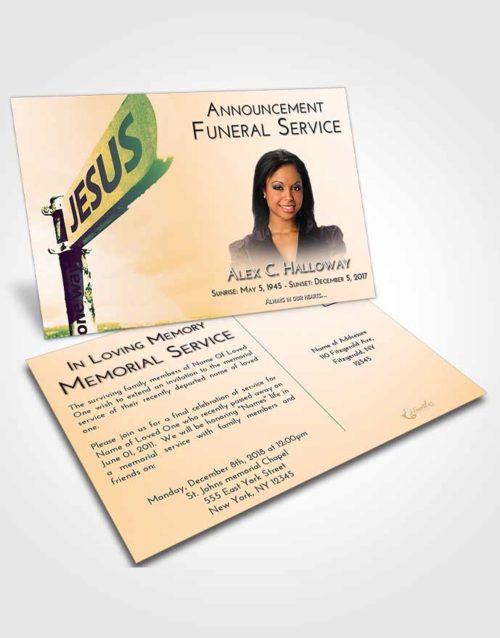 Funeral Announcement Card Template Emerald Serenity Road to Jesus