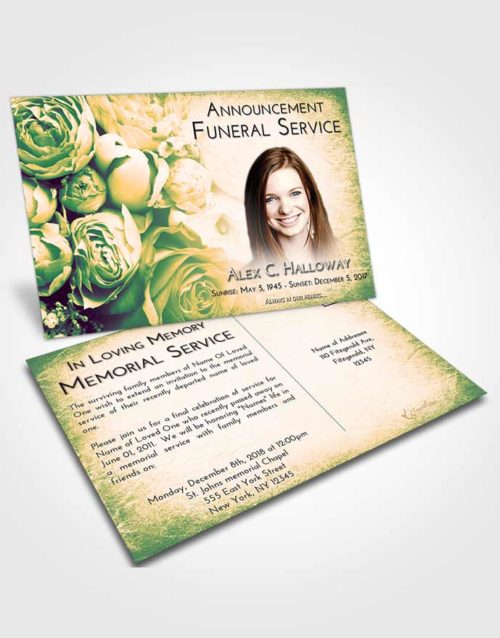 Funeral Announcement Card Template Emerald Serenity Rose Magic