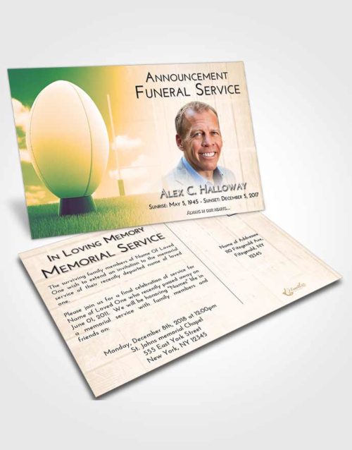 Funeral Announcement Card Template Emerald Serenity Rugby Honor