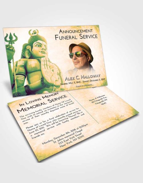 Funeral Announcement Card Template Emerald Serenity Shiva Divinity