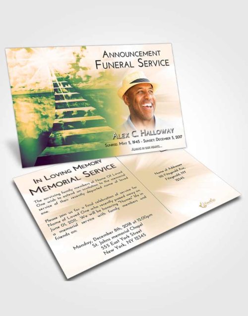 Funeral Announcement Card Template Emerald Serenity Stairway for the Soul