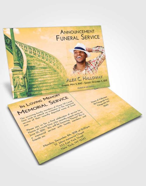 Funeral Announcement Card Template Emerald Serenity Stairway of Love
