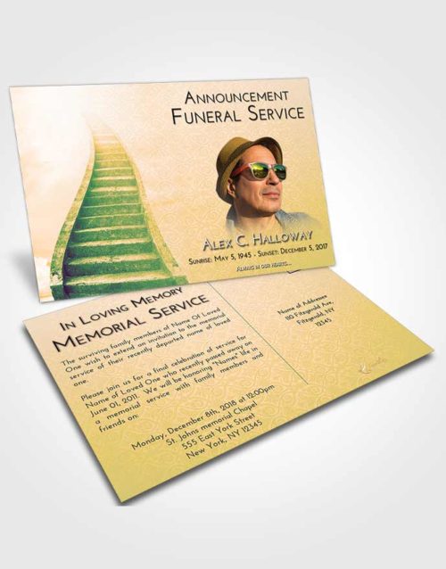 Funeral Announcement Card Template Emerald Serenity Stairway to Bliss