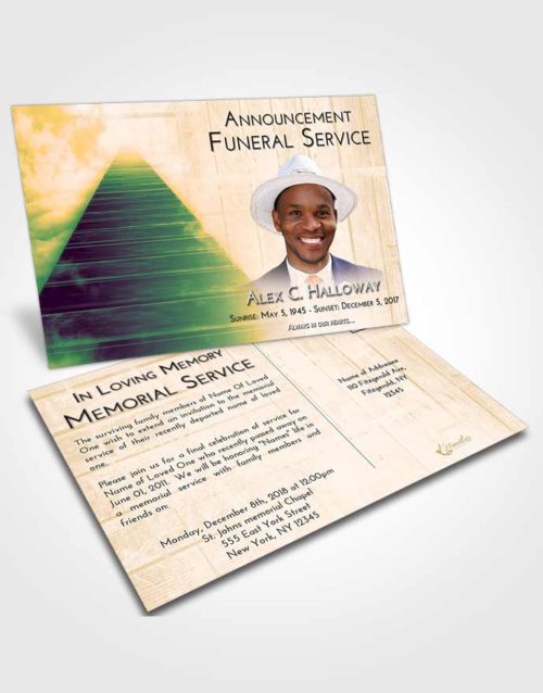 Funeral Announcement Card Template Emerald Serenity Stairway to Eternity