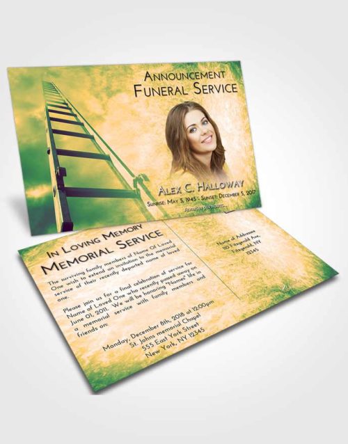 Funeral Announcement Card Template Emerald Serenity Stairway to Forever