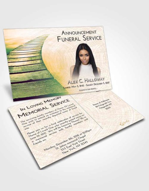 Funeral Announcement Card Template Emerald Serenity Stairway to Life