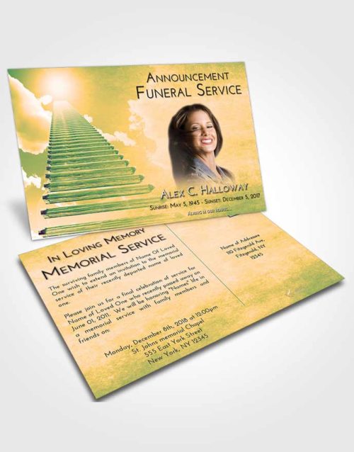 Funeral Announcement Card Template Emerald Serenity Steps to Heaven