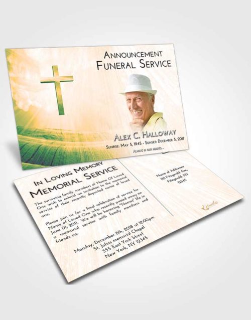 Funeral Announcement Card Template Emerald Serenity The Cross of Life