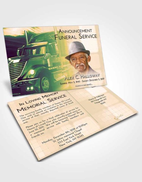 Funeral Announcement Card Template Emerald Serenity Trucker Life
