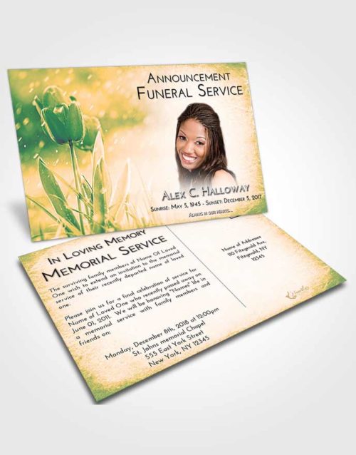 Funeral Announcement Card Template Emerald Serenity Tulip Whisper