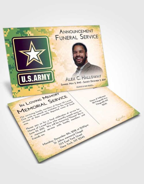 Funeral Announcement Card Template Emerald Serenity United States Army