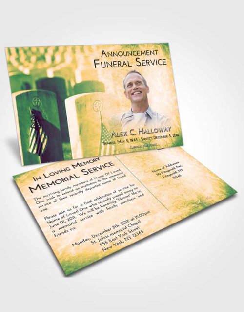 Funeral Announcement Card Template Emerald Serenity Veteran Service