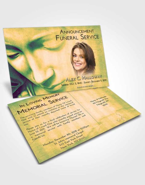 Funeral Announcement Card Template Emerald Serenity Virgin Mary