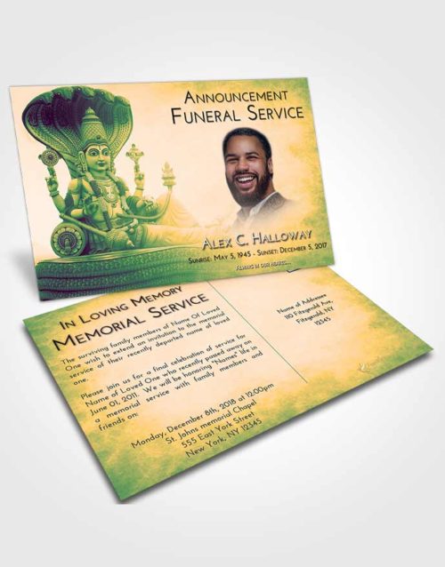 Funeral Announcement Card Template Emerald Serenity Vishnu Desire