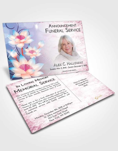 Funeral Announcement Card Template Emerald Sunrise Floral Peace
