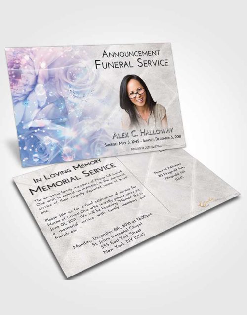 Funeral Announcement Card Template Emerald Sunrise Floral Relaxation