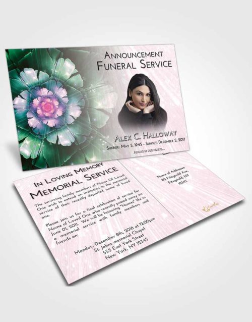 Funeral Announcement Card Template Emerald Sunrise Floral Secret