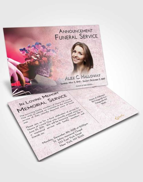 Funeral Announcement Card Template Emerald Sunrise Gardening Passion