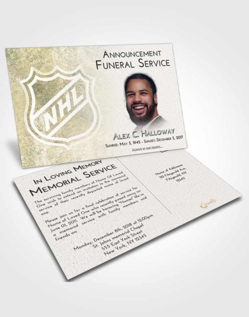 Funeral Announcement Card Template Emerald Sunrise Hockey Tranquility