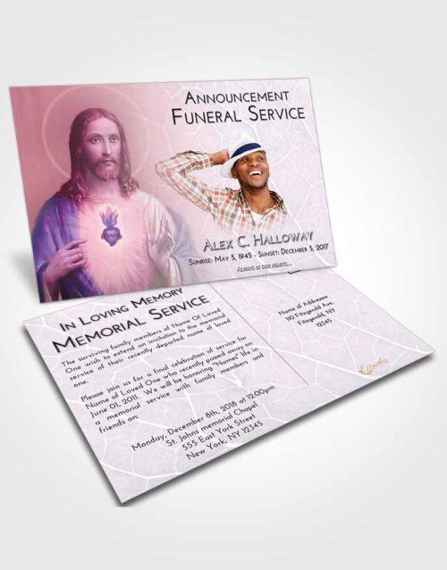 Funeral Announcement Card Template Emerald Sunrise Jesus Love