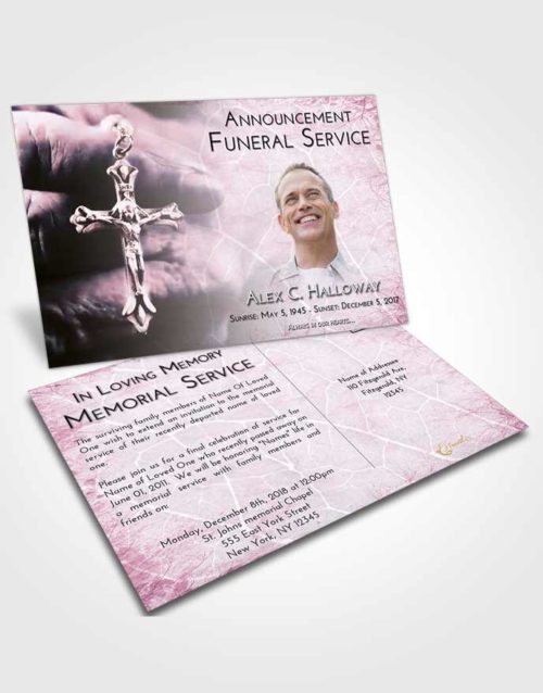 Funeral Announcement Card Template Emerald Sunrise Rosary Life