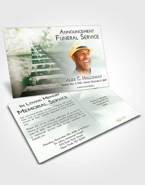 Funeral Announcement Card Template Emerald Sunrise Stairway for the Soul