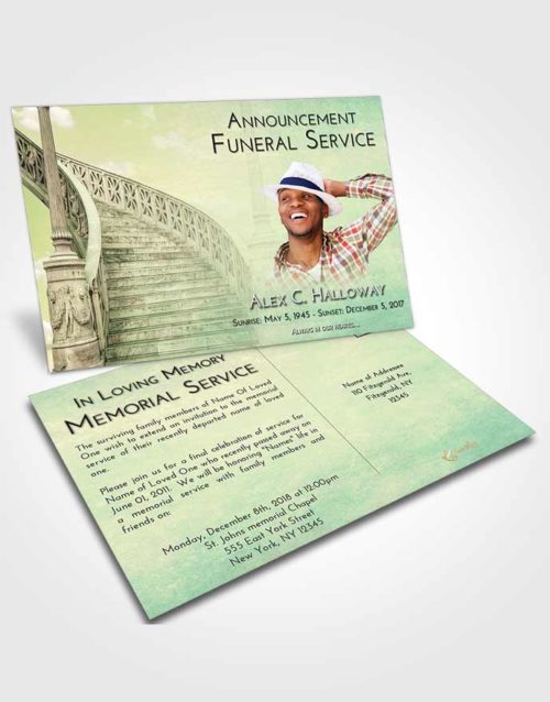Funeral Announcement Card Template Emerald Sunrise Stairway of Love
